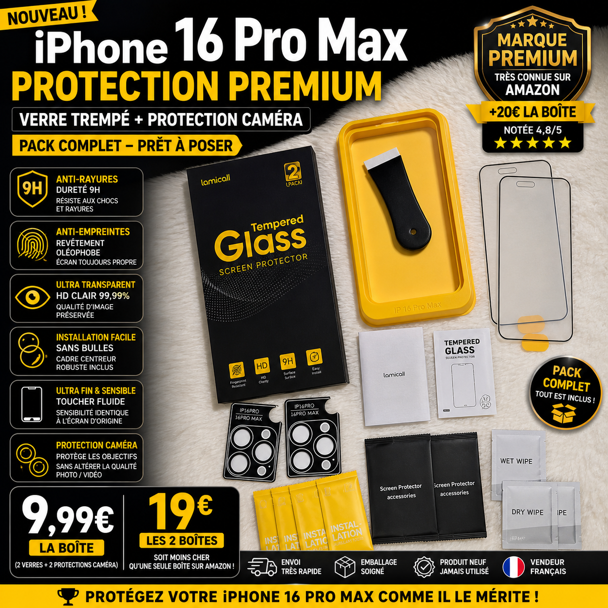 📱 Verre Trempé iPhone 16 Pro Max – Pack Premium 🔥
