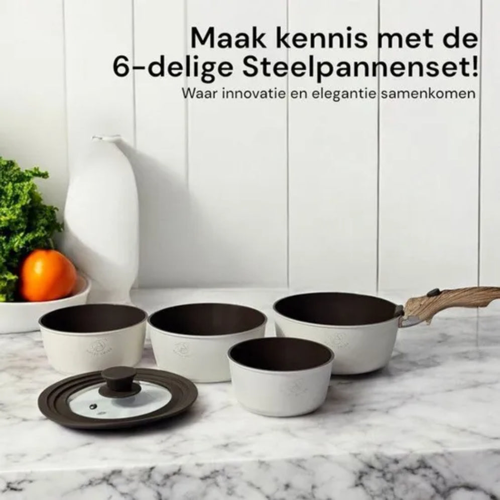 Batterie de Cuisine Royal Swiss® – 6 Pièces avec Poignée Amovible – Tous Feux dont Induction 🍳