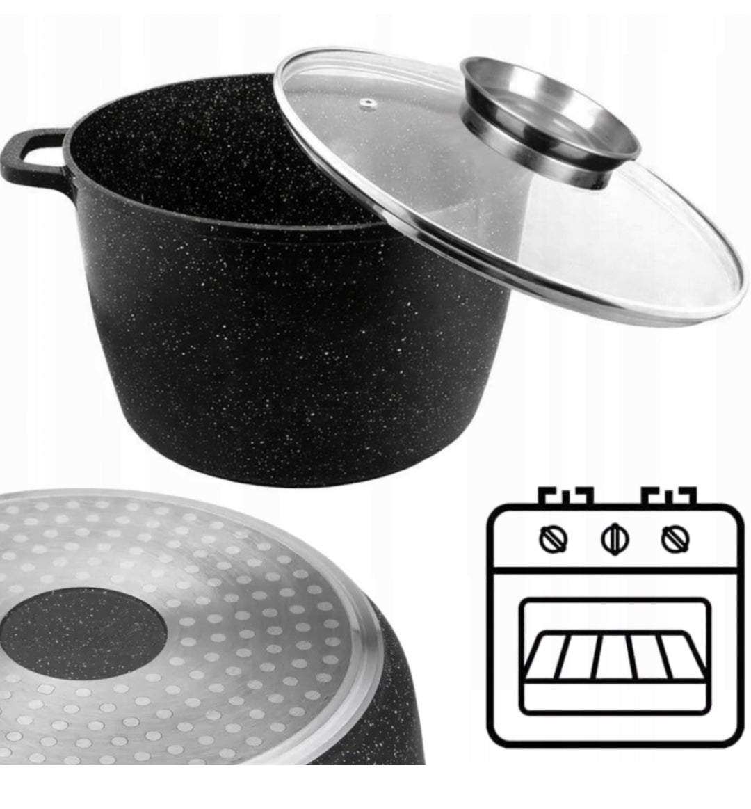 Faitout KRISBERG 5L Effet Marbre – Tous Feux dont Induction – Avec Couvercle Aroma Knob 🍲