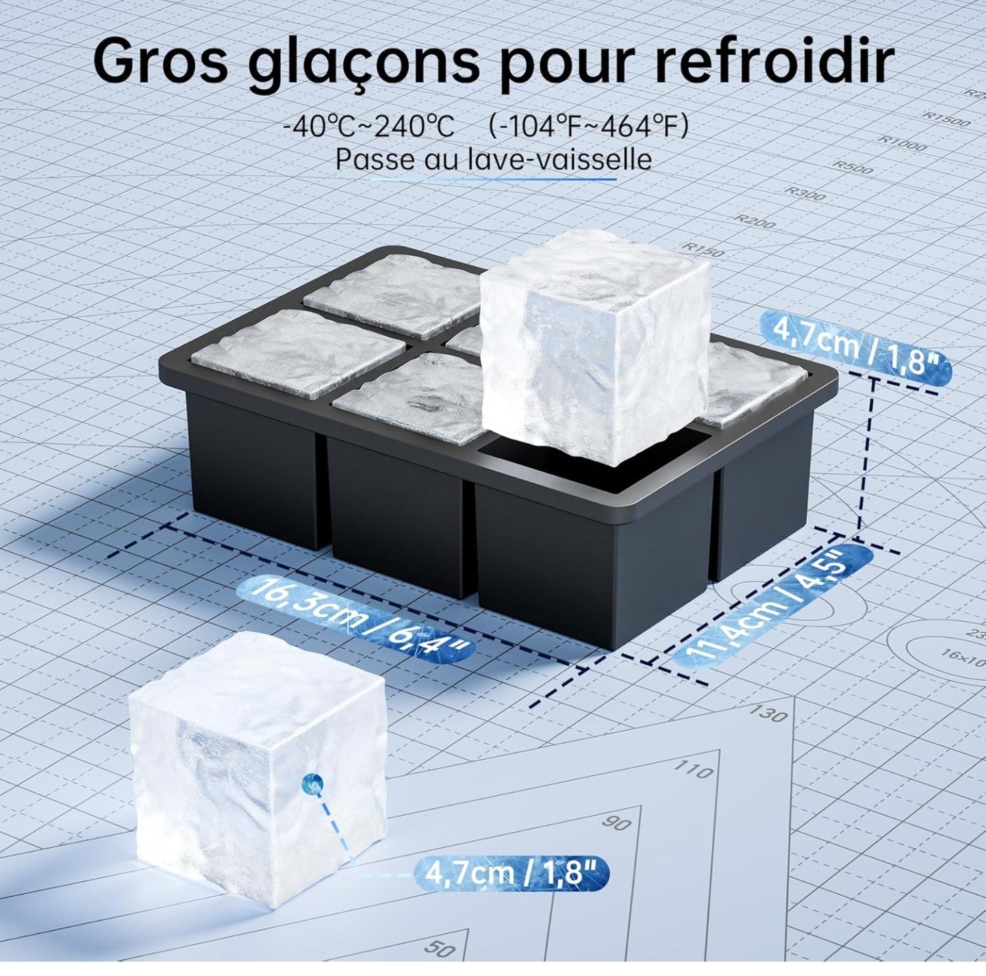 Bac à glaçons XXL premium – Glace cristalline & démoulage facile 🧊✨