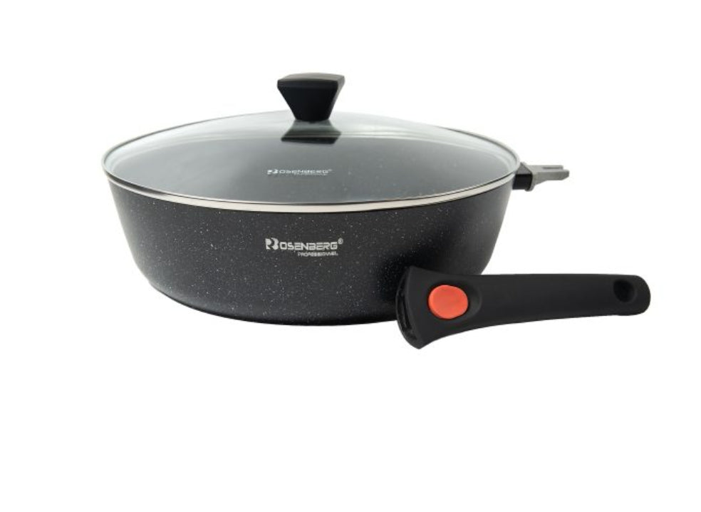 Sauteuse Profonde 28 cm – 4,2 L avec Couvercle Verre & Manche Amovible – Tous Feux dont Induction 🍳