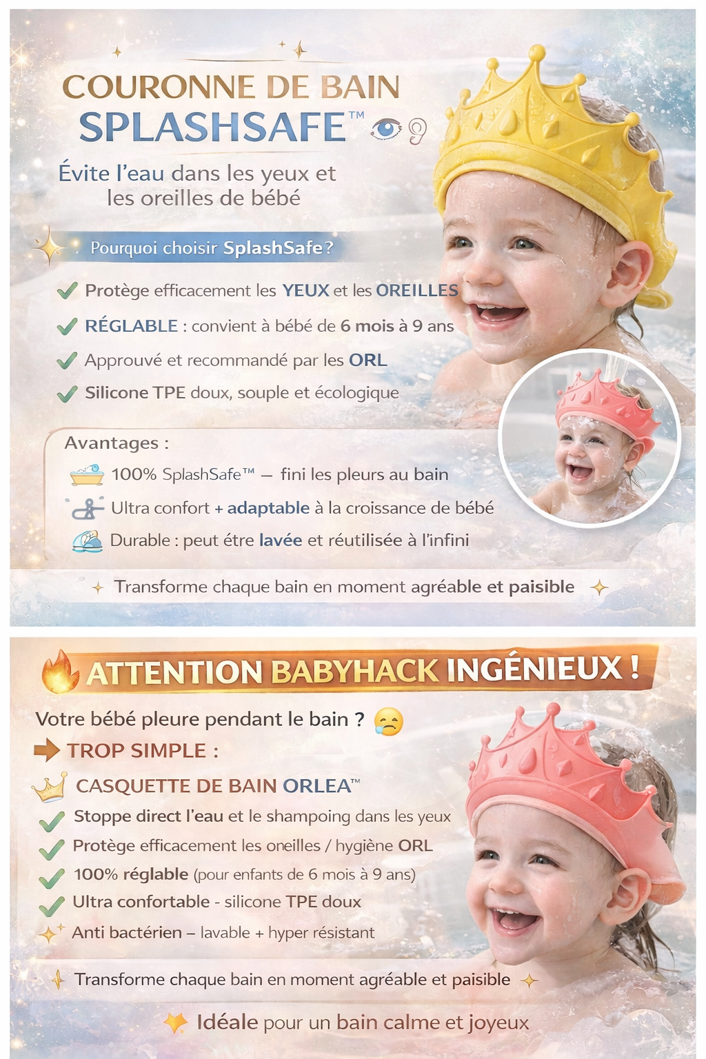 Couronne de Bain Bébé Anti-Larmes