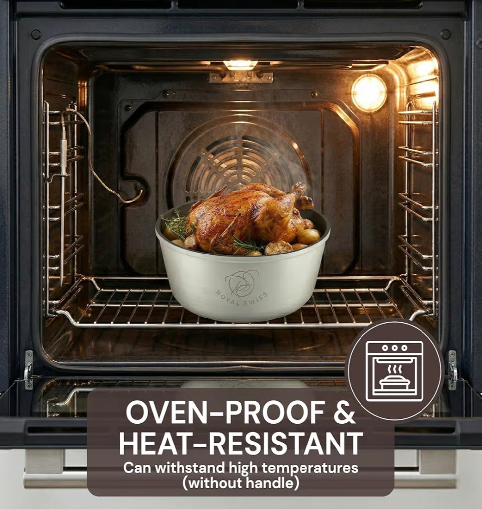 Batterie de Cuisine Royal Swiss® – 6 Pièces avec Poignée Amovible – Tous Feux dont Induction 🍳