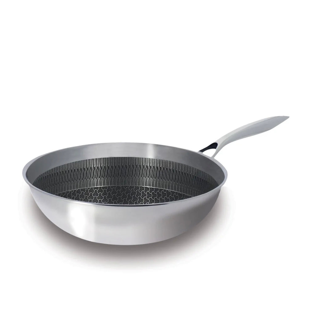 Wok Trinox Ø28 cm en acier inoxydable avec revêtement antiadhésif sans PFAS
