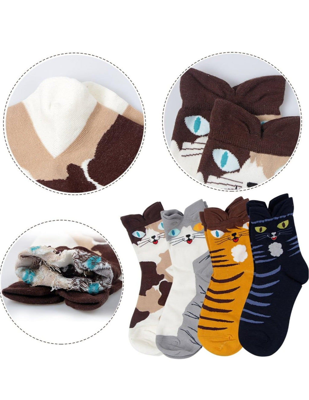 Chaussettes Fantaisie Taille Unique – Modèle Noël & Modèle Chat 🧦✨