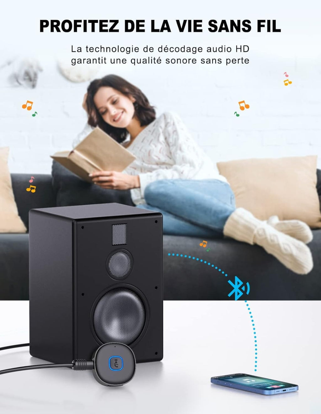 Récepteur Bluetooth 5.3 AUX Voiture – Appels Mains Libres & Audio HD 🚗