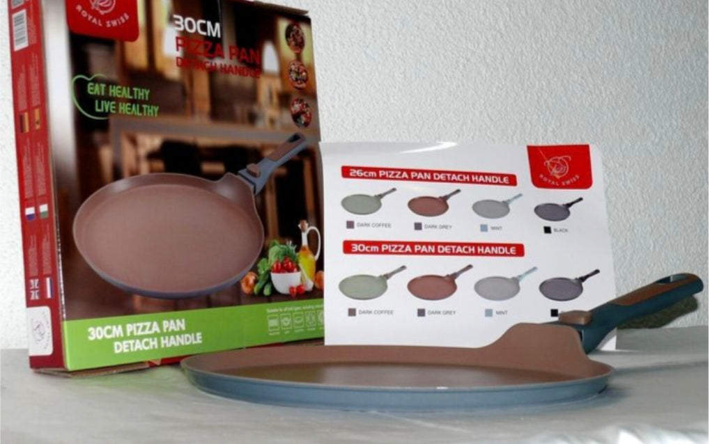 🍕 Poêle à Pizza / Crêpière Royal Swiss® 30 cm – Poignée Amovible – Tous Feux dont Induction 🍳