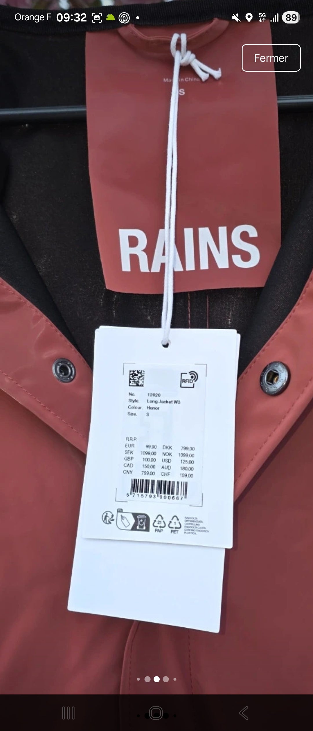 Veste Imperméable Rains Long Jacket Unisexe Rose Terracotta – Coupe-Vent Minimaliste