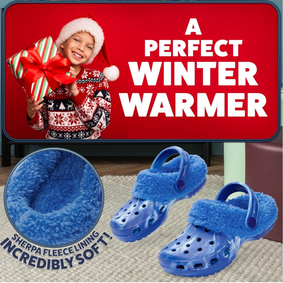 Sabots Enfant Doublés Polaire – Ultra Confort & Pieds Bien Au Chaud ❄️👣