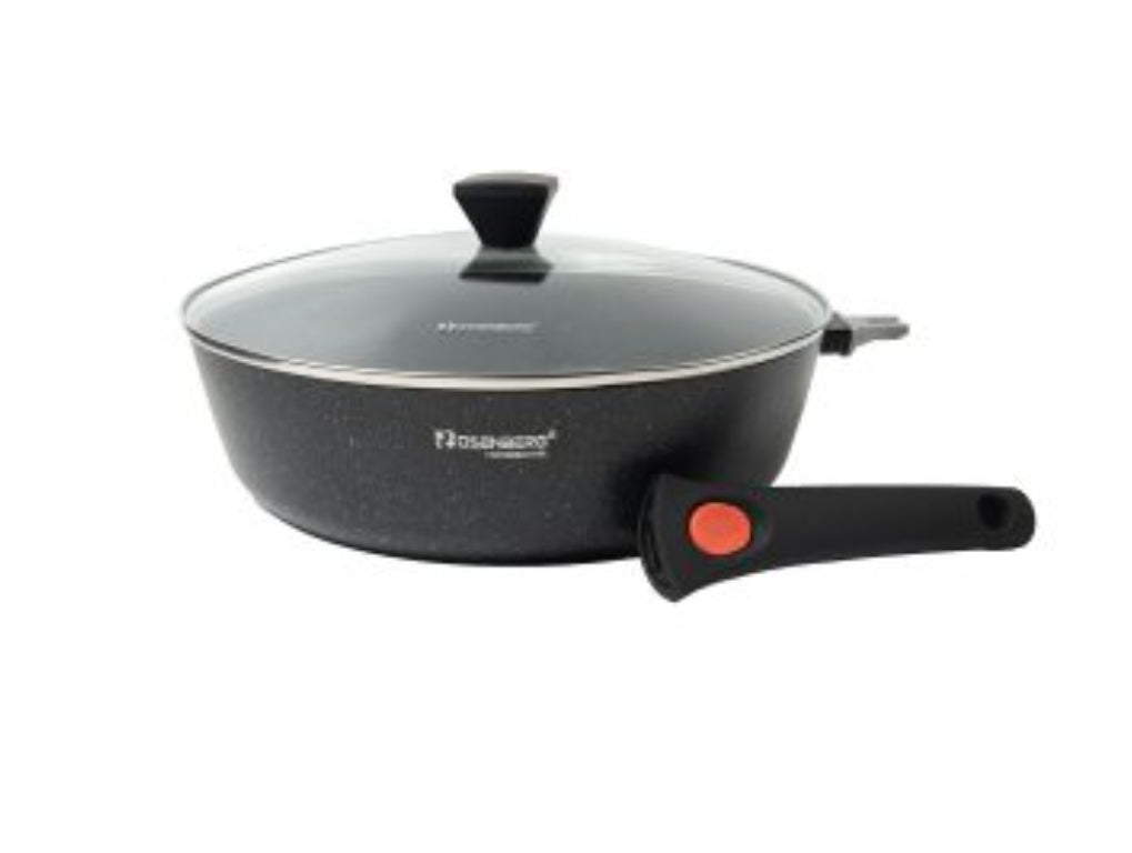 Sauteuse Profonde 28 cm – 4,2 L avec Couvercle Verre & Manche Amovible – Tous Feux dont Induction 🍳