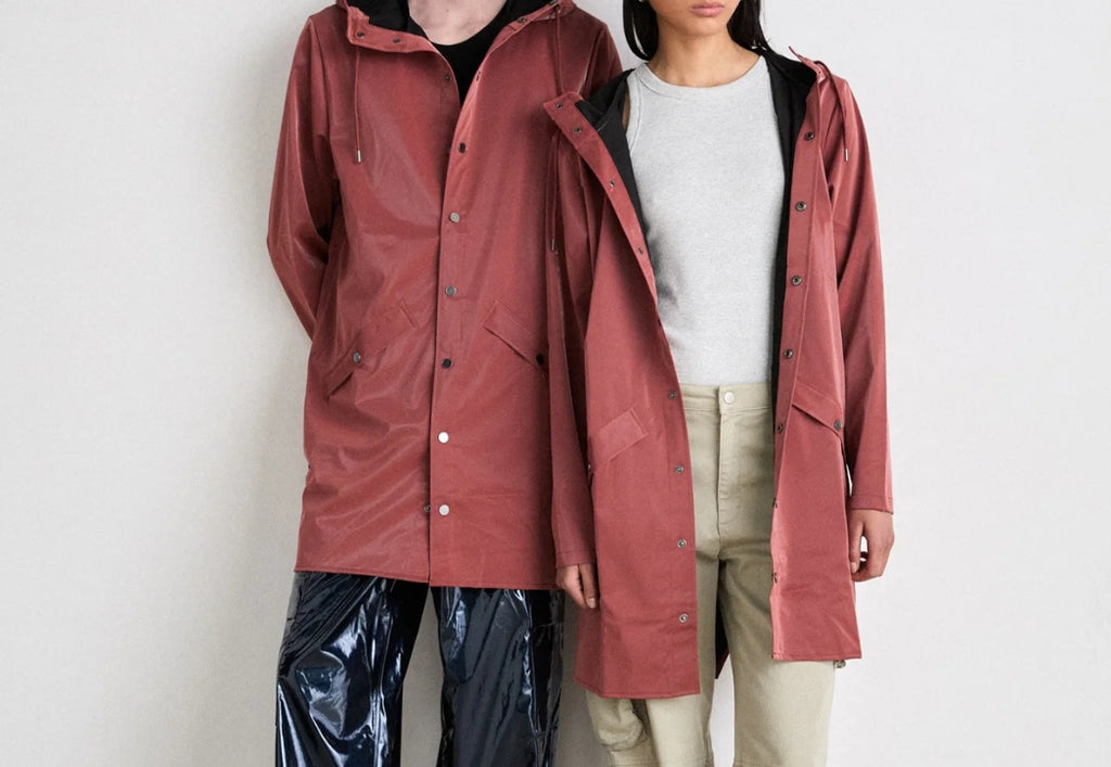 Veste Imperméable Rains Long Jacket Unisexe Rose Terracotta – Coupe-Vent Minimaliste
