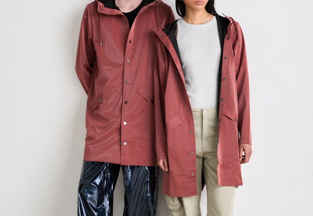 Veste Imperméable Rains Long Jacket Unisexe Rose Terracotta – Coupe-Vent Minimaliste