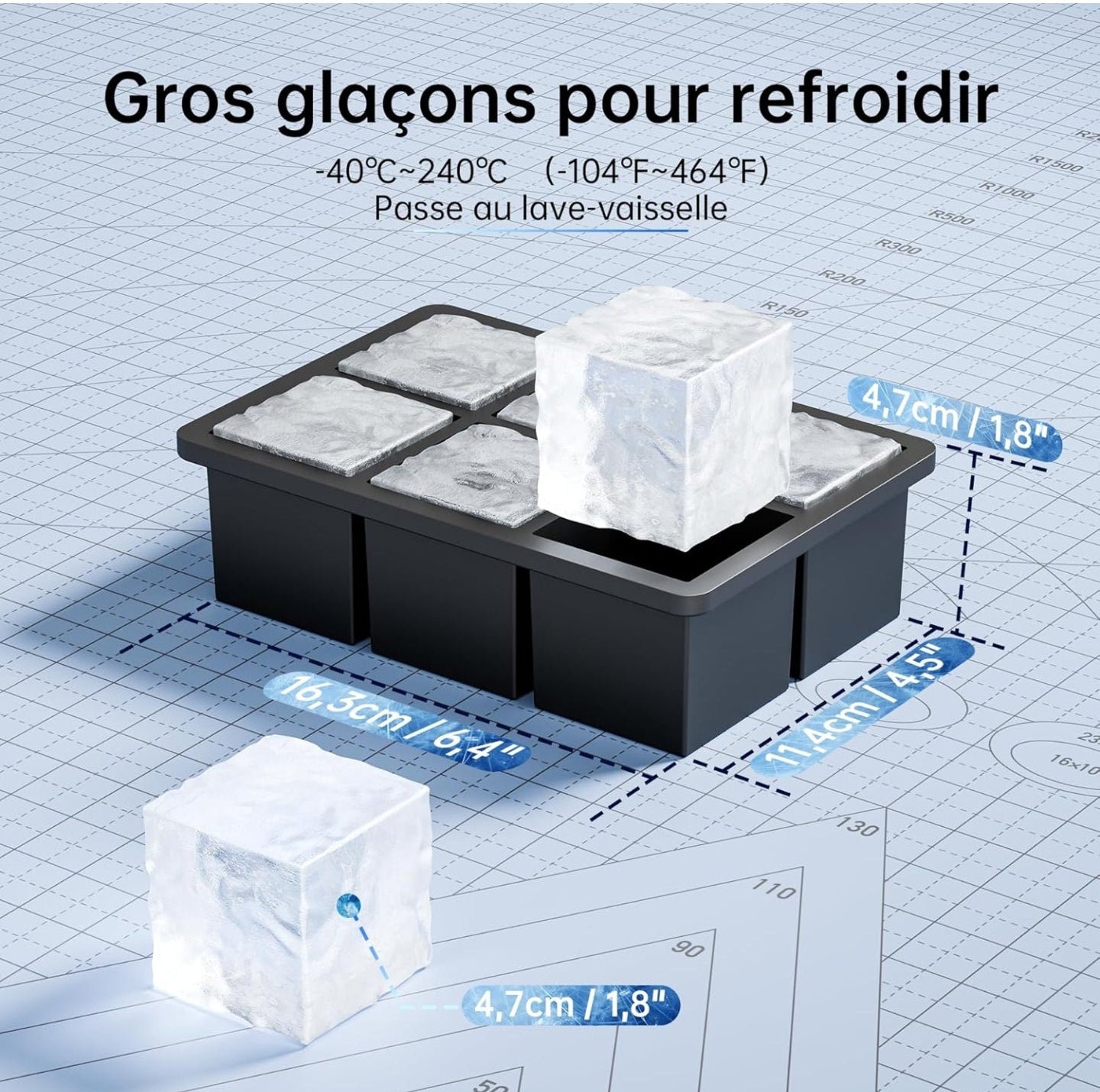 Bac à glaçons XXL premium – Glace cristalline & démoulage facile 🧊✨