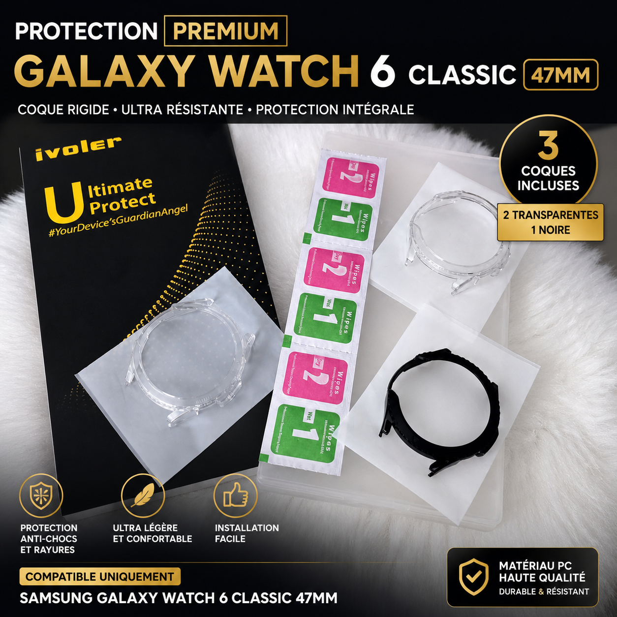 Lot de Coques Galaxy Watch 6 Classic 47mm