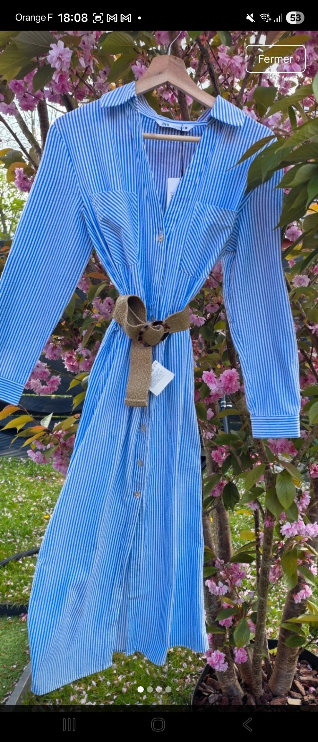 Robe Chemise Longue Femme Zara Rayée Bleu & Blanc avec Ceinture – Style Bohème Chic Été