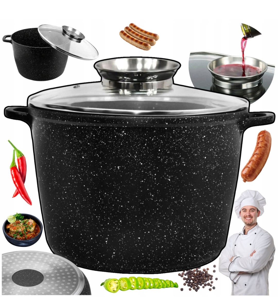 Faitout KRISBERG 5L Effet Marbre – Tous Feux dont Induction – Avec Couvercle Aroma Knob 🍲