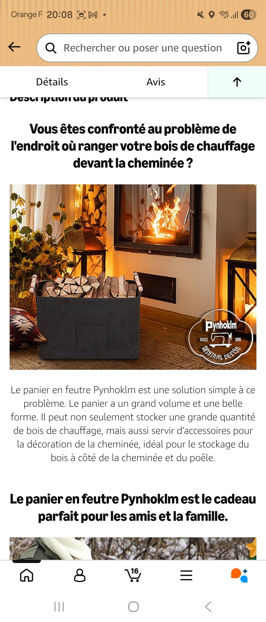Panier à bûches en feutre 60L 🪵 – Ultra résistant & design – POIGNÉES BOIS PREMIUM – PRIX CHOC