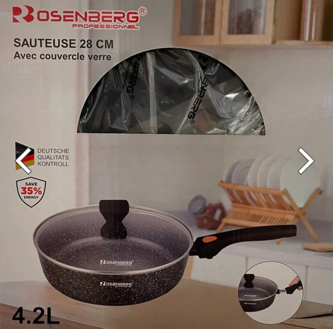 Sauteuse Rosenberg Professionnel 28 cm – 4,2 L – Tous Feux dont Induction 🍳