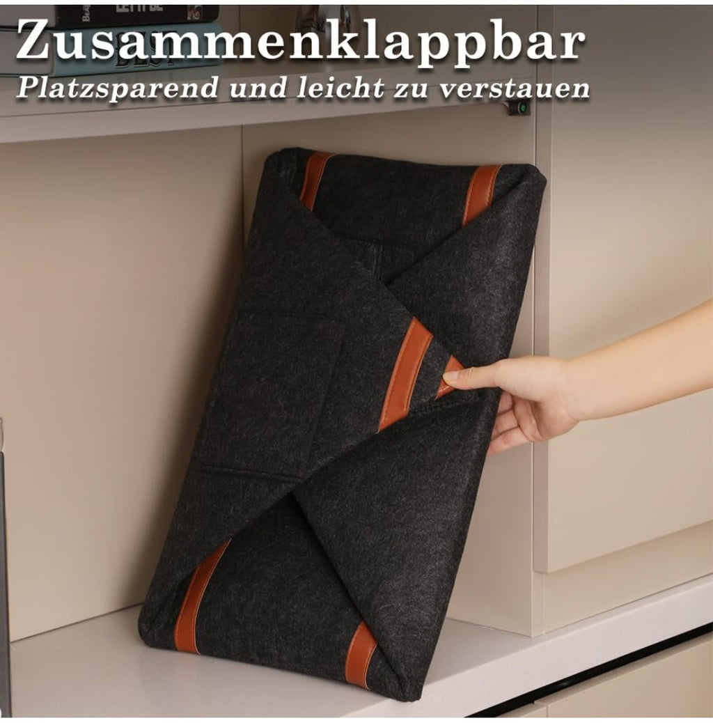 Panier à bûches en feutre 60L 🪵 – Ultra résistant & design – POIGNÉES BOIS PREMIUM – PRIX CHOC