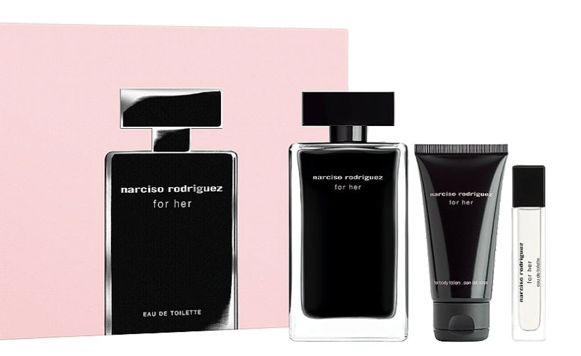 Coffret Narciso Rodriguez For Her Femme – Eau de Toilette 100 ml + Miniature 10 ml + Lait Corps 50 ml