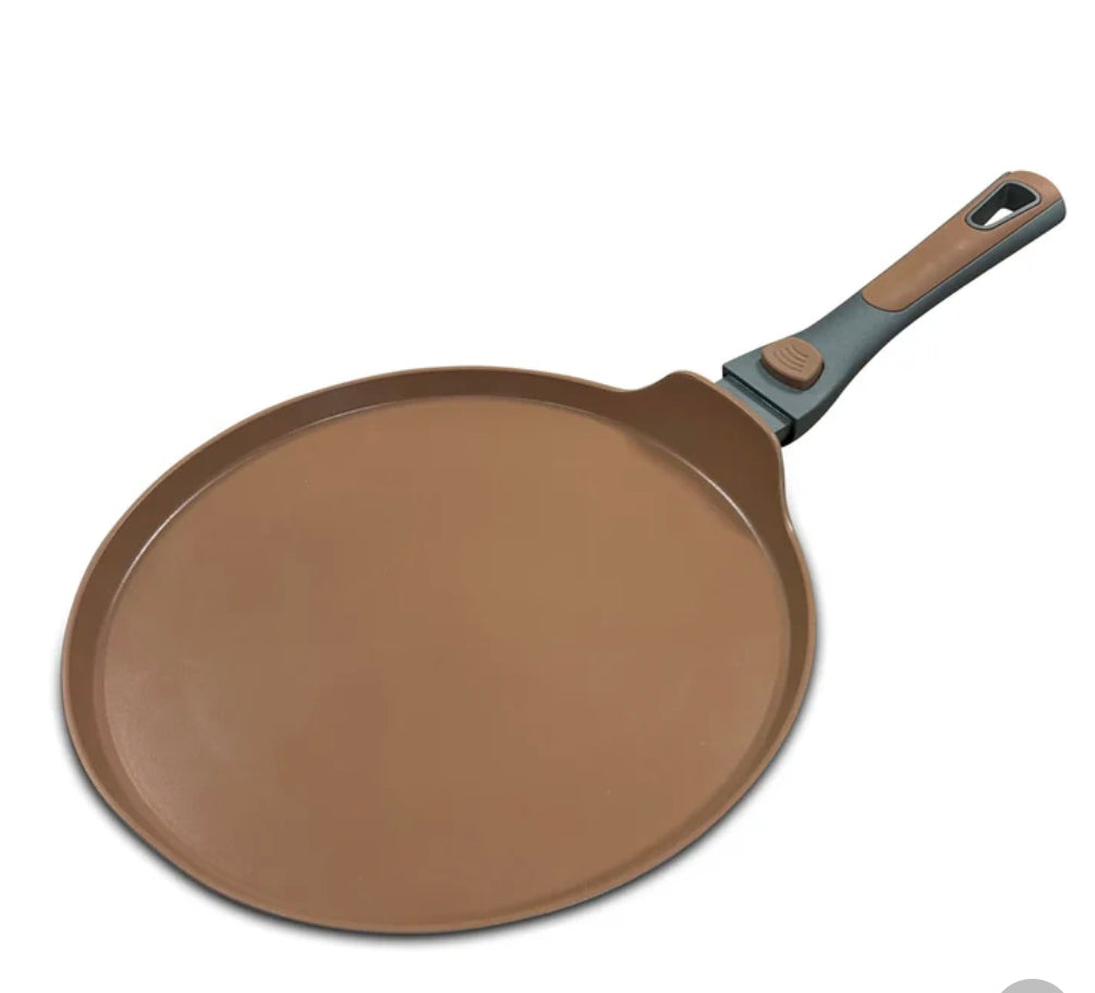 🍕 Poêle à Pizza / Crêpière Royal Swiss® 30 cm – Poignée Amovible – Tous Feux dont Induction 🍳