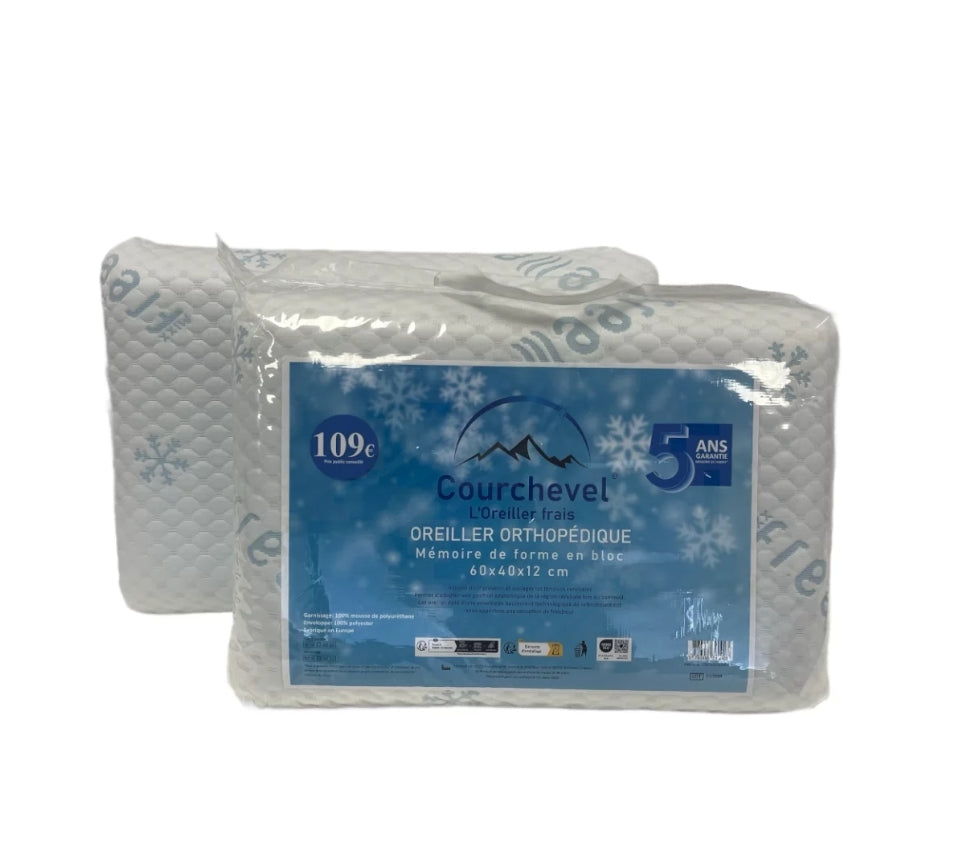 🛏️ OREILLER COURCHEVEL FRAIS – MÉMOIRE DE FORME PREMIUM ❄️