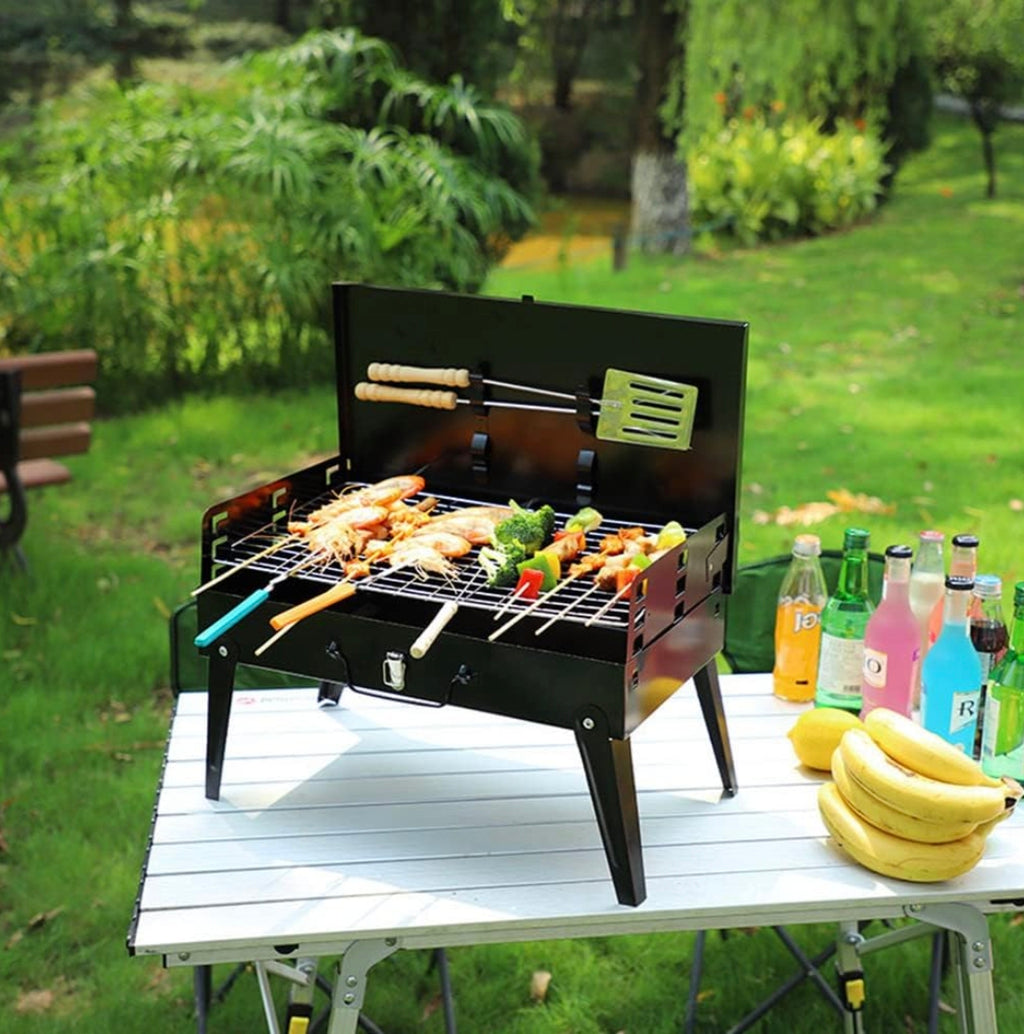 Barbecue Portable Pliable au Charbon – Grill de Camping Desktop BBQ avec Pieds Repliables