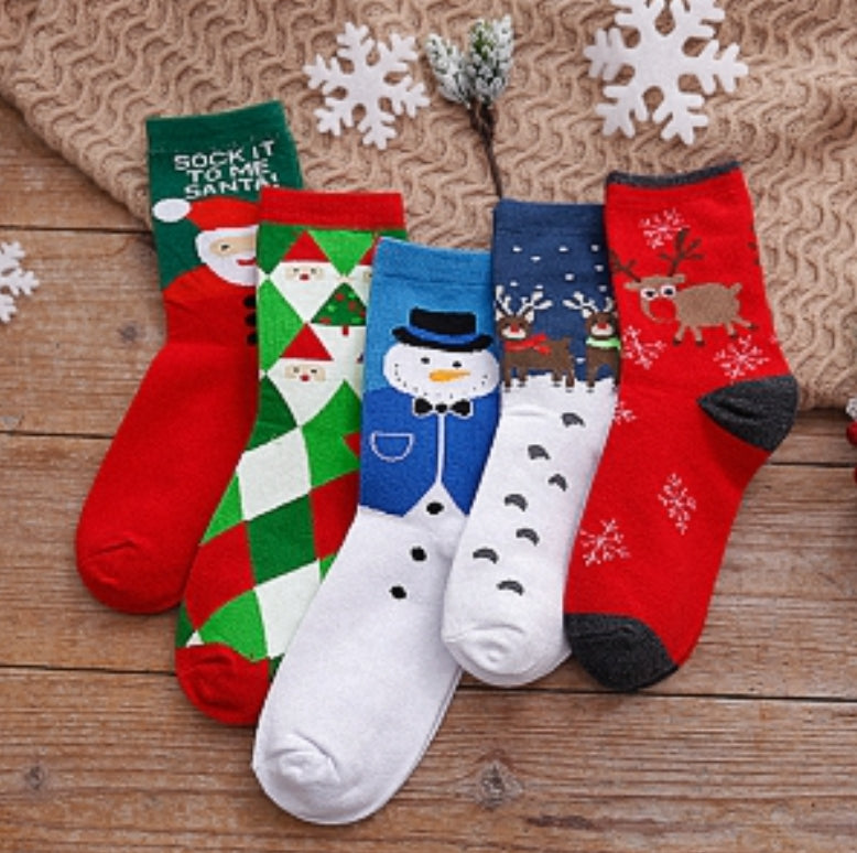 Chaussettes Fantaisie Taille Unique – Modèle Noël & Modèle Chat 🧦✨