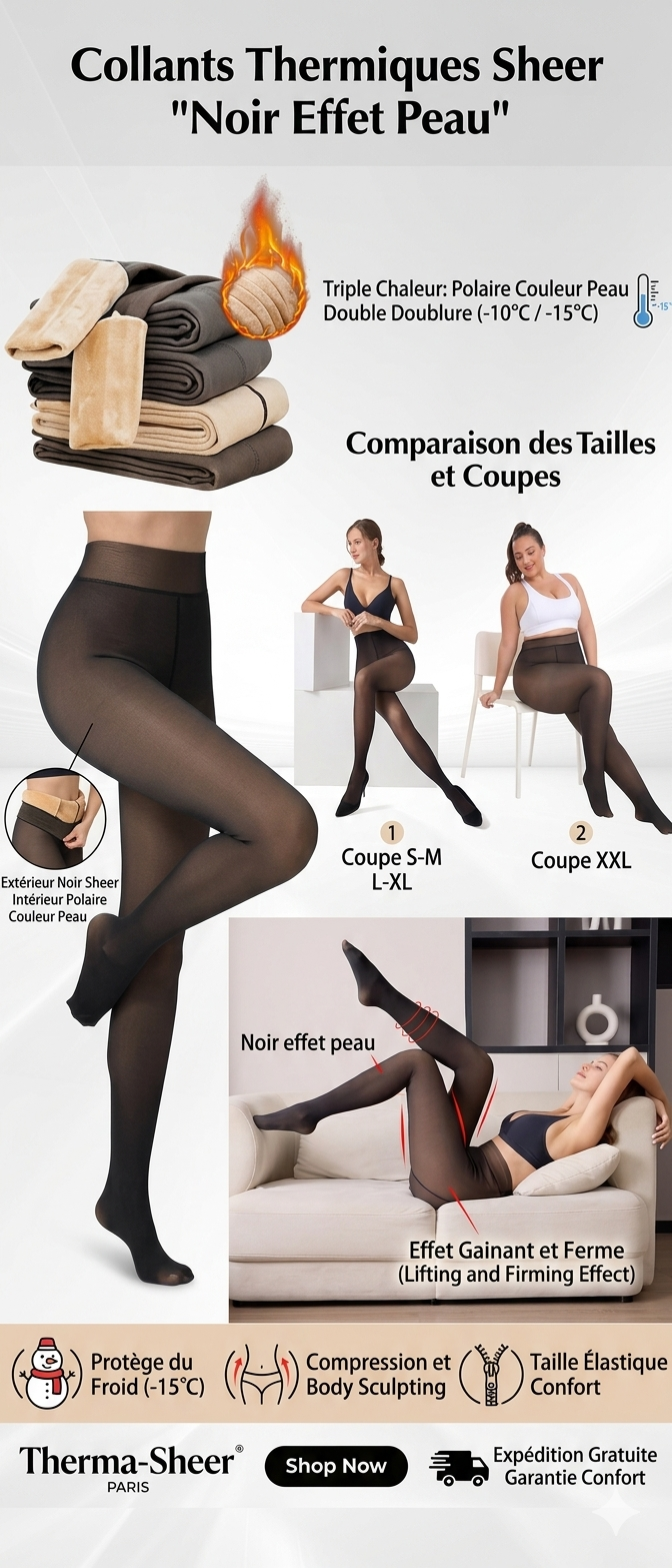Collant thermiques noir femme taille S/M ou M/L