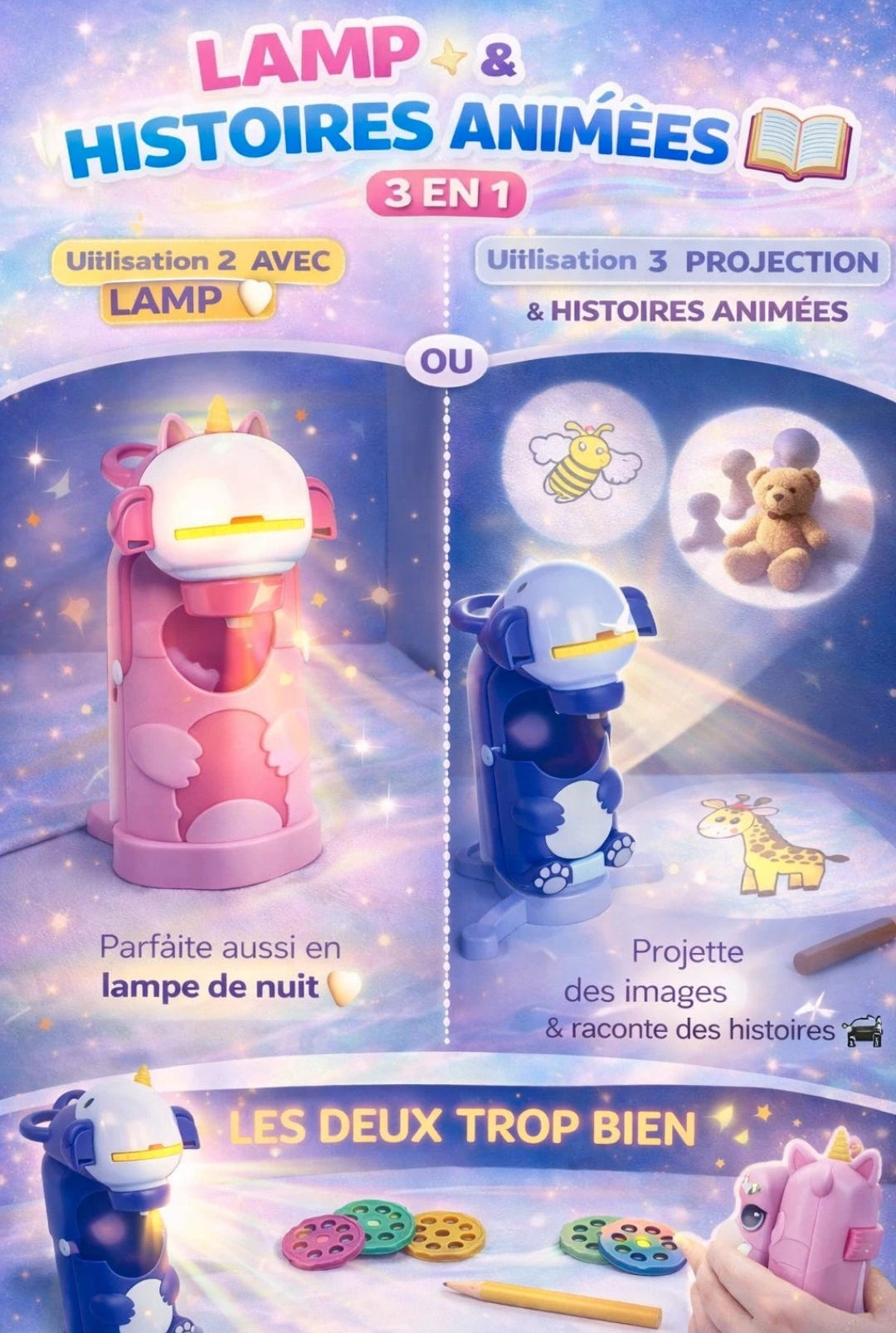 Mini Projecteur Dessin Enfant 3-en-1