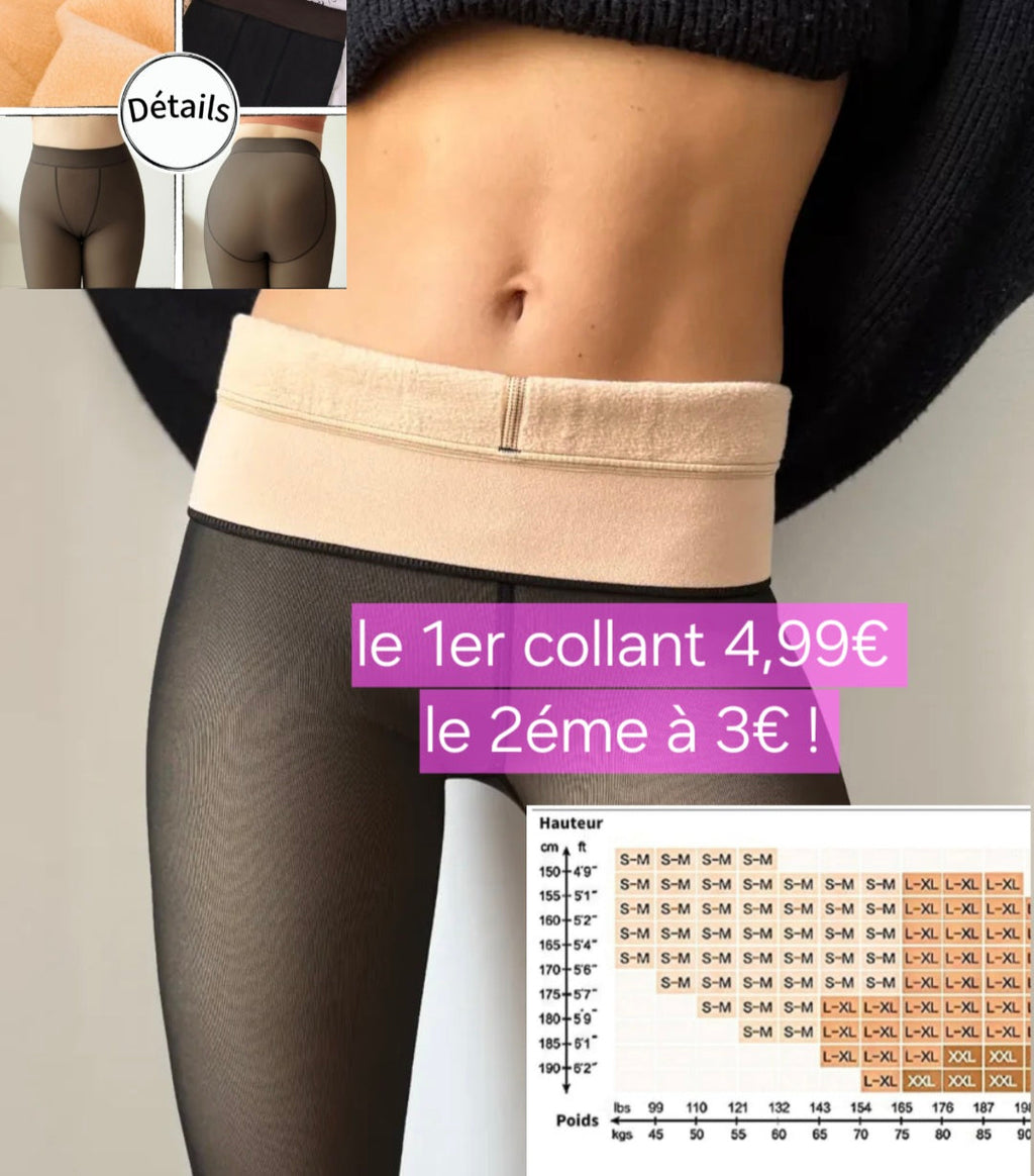 Collant thermiques noir femme taille S/M ou M/L