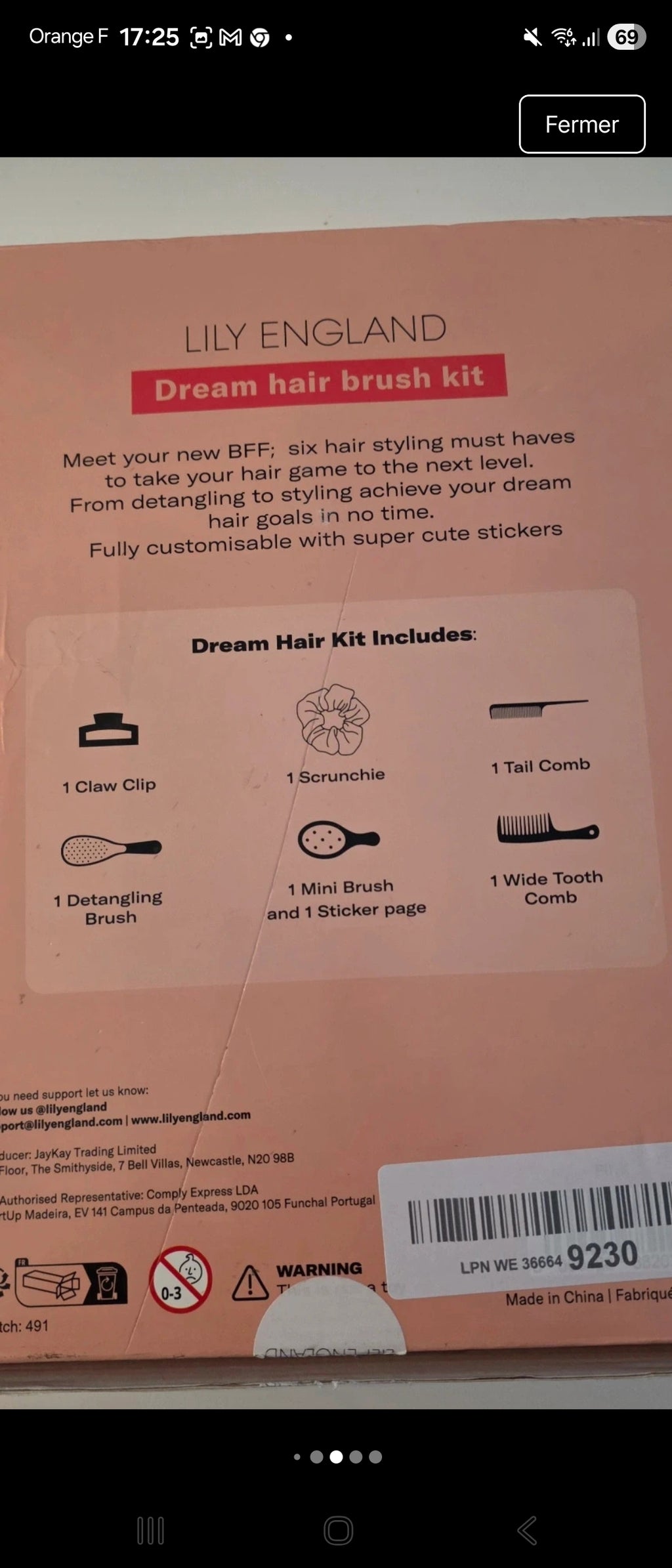 Coffret Accessoires de Coiffure Lily England – Kit Brosse et Peignes Rose Gold pour Fille & Ado