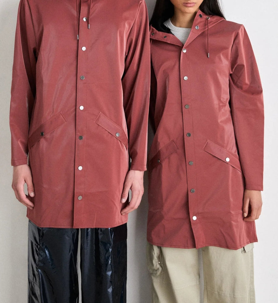 Veste Imperméable Rains Long Jacket Unisexe Rose Terracotta – Coupe-Vent Minimaliste
