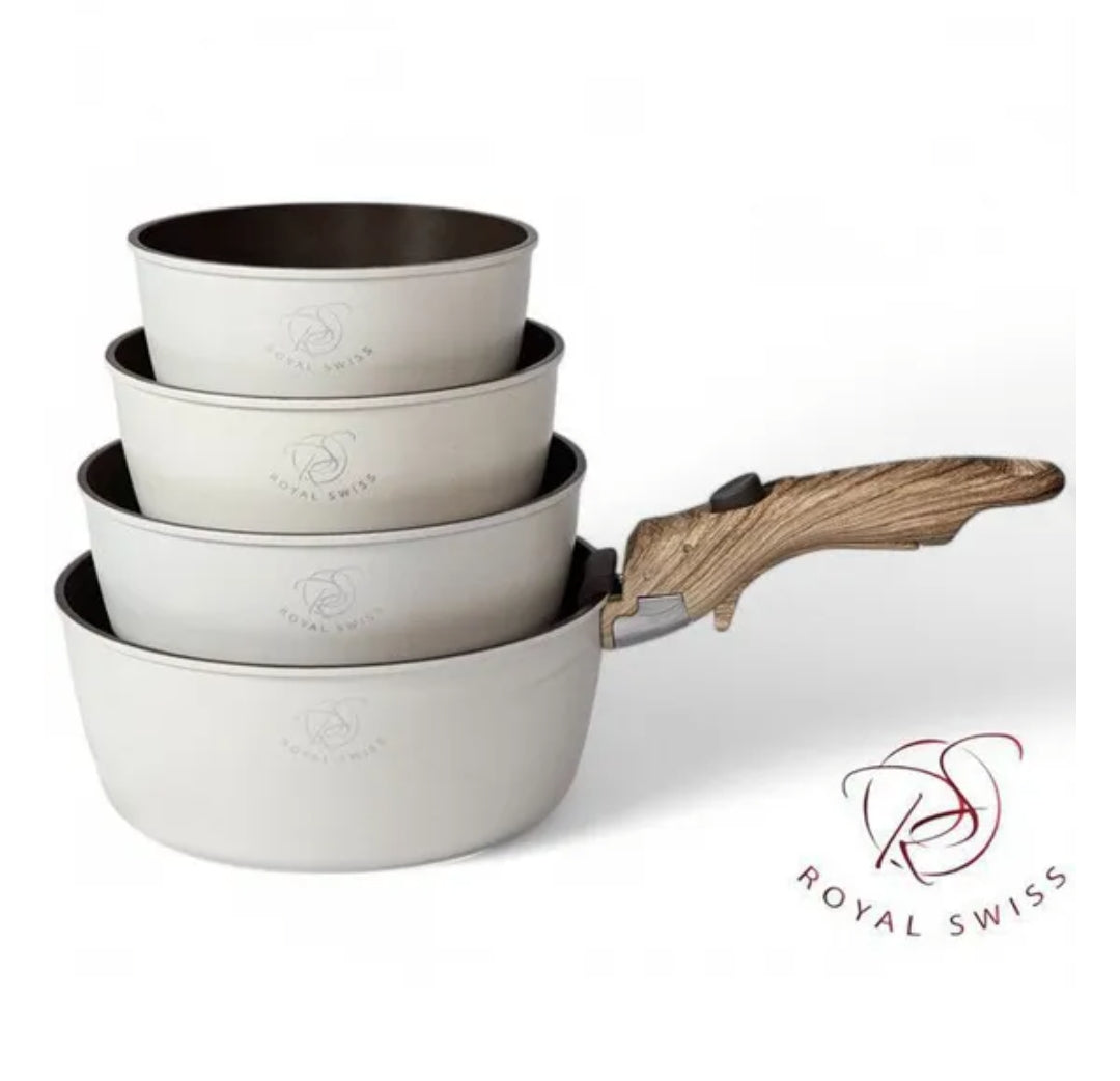 Batterie de Cuisine Royal Swiss® – 6 Pièces avec Poignée Amovible – Tous Feux dont Induction 🍳