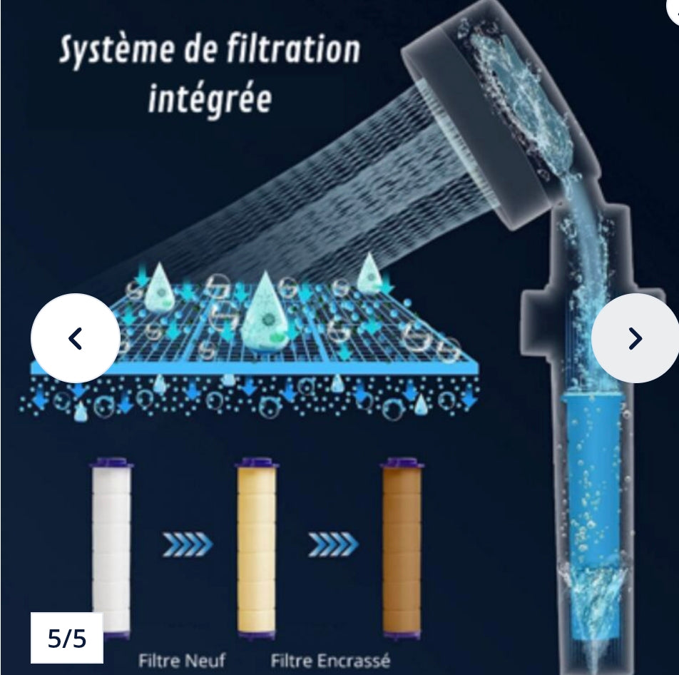 🚿 Pommeau de douche haute pression filtrant + 2 cartouches incluses 💧