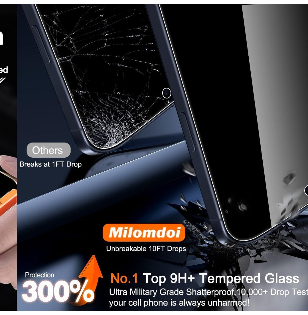 Pack 3 verres trempés iPhone 17 Pro Max anti espion + caméra – Compatible 16 Pro Max