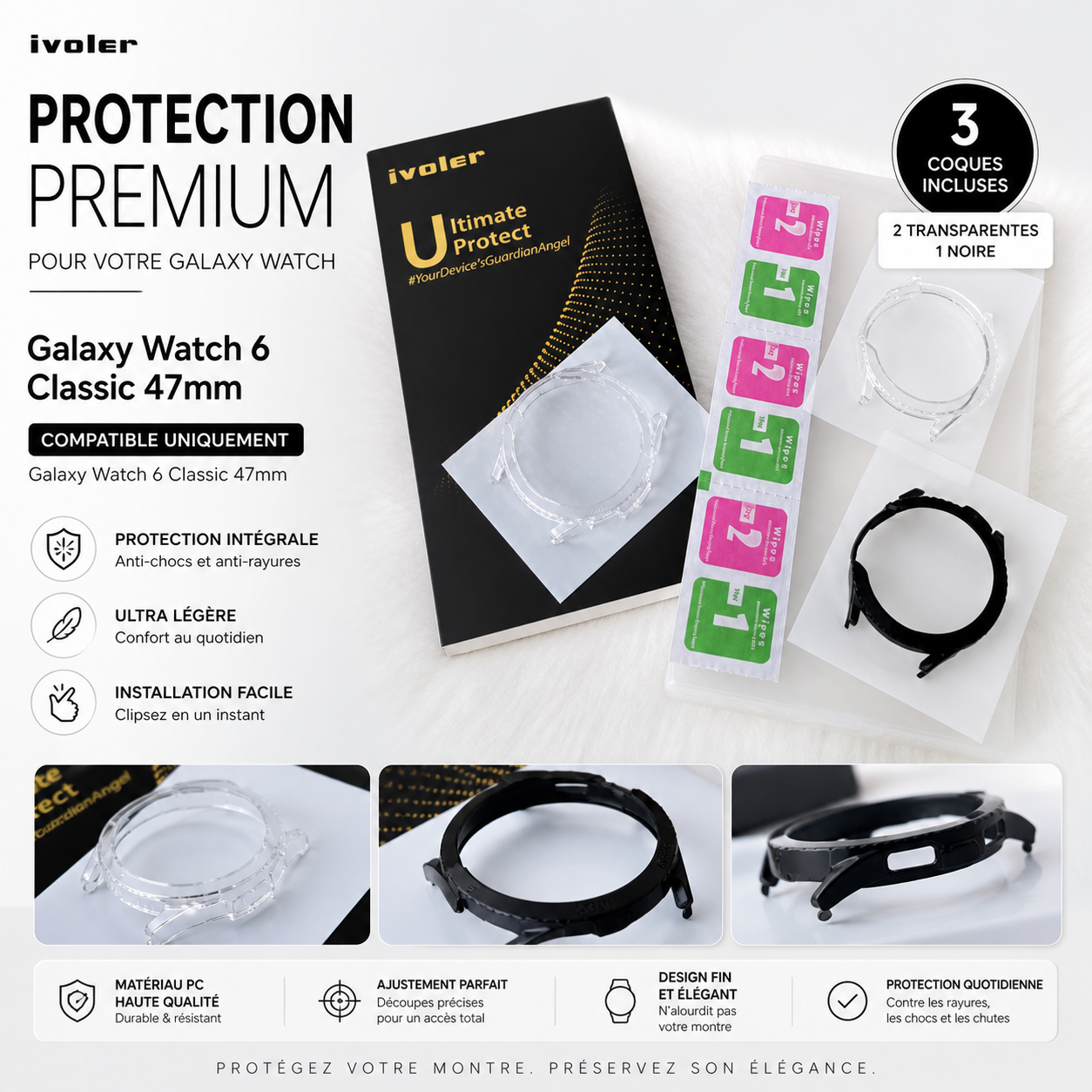 Lot de Coques Galaxy Watch 6 Classic 47mm