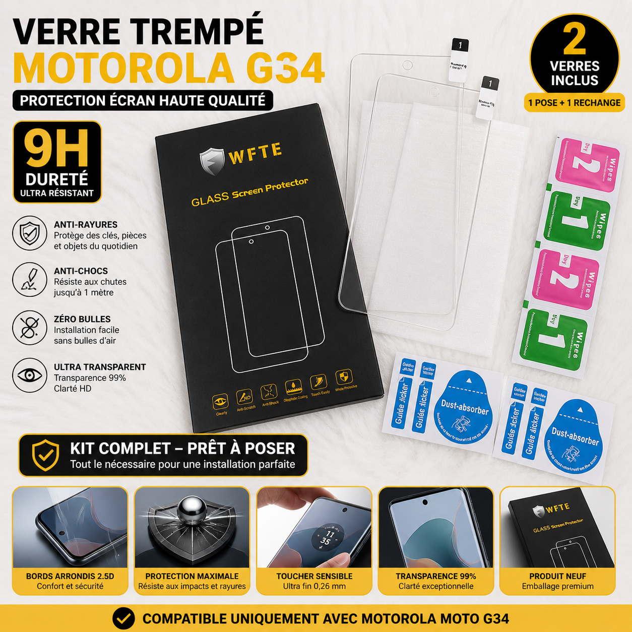 Kit Verre Trempé Motorola G34