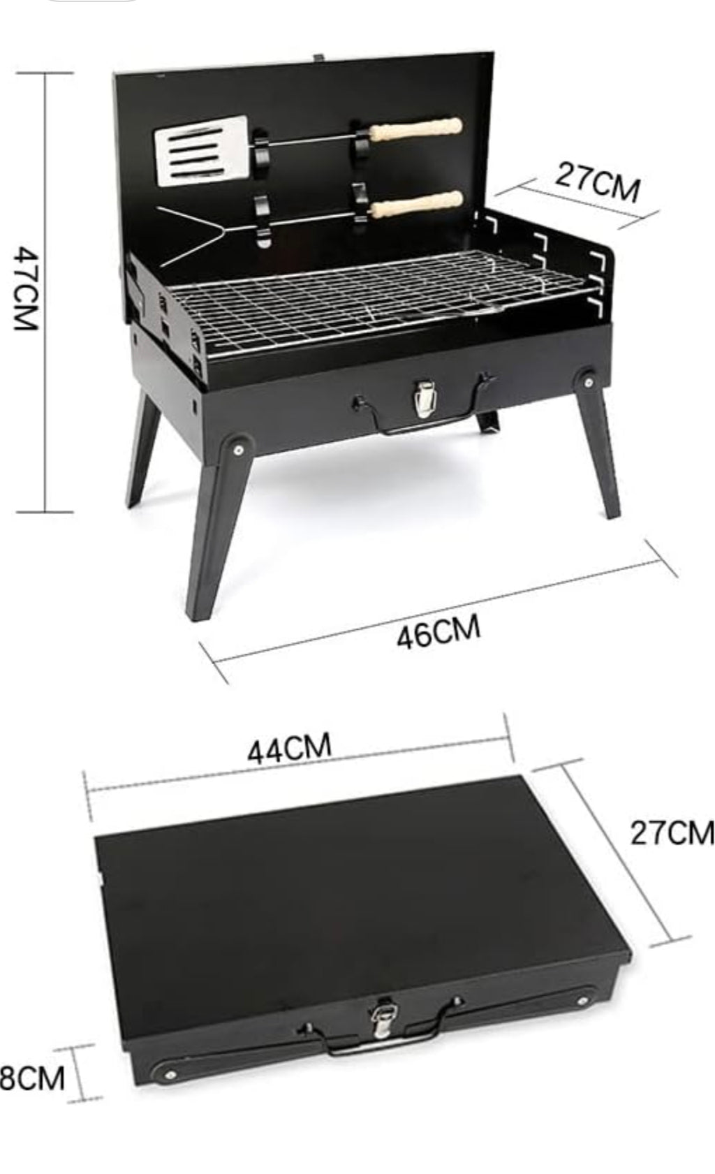 Barbecue Portable Pliable au Charbon – Grill de Camping Desktop BBQ avec Pieds Repliables