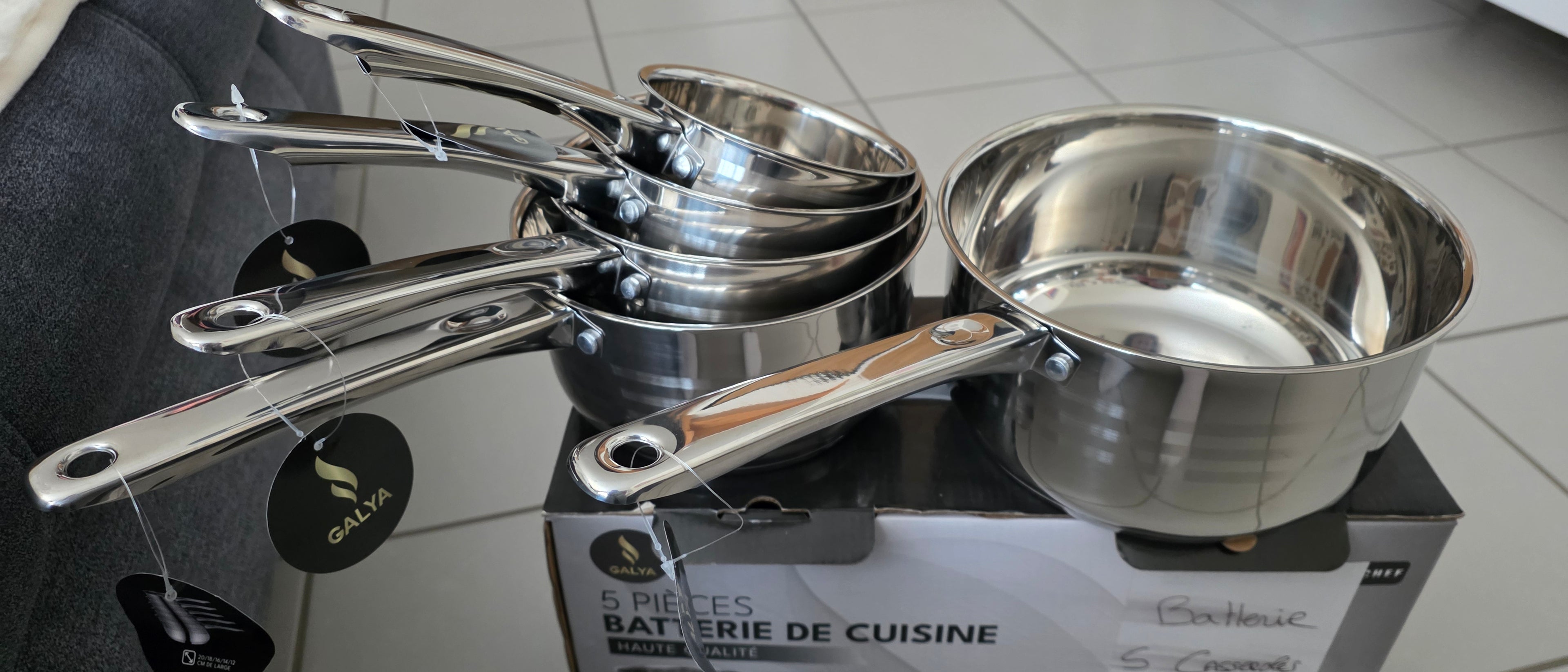 Lot 5 Casseroles Inox Professionnelles