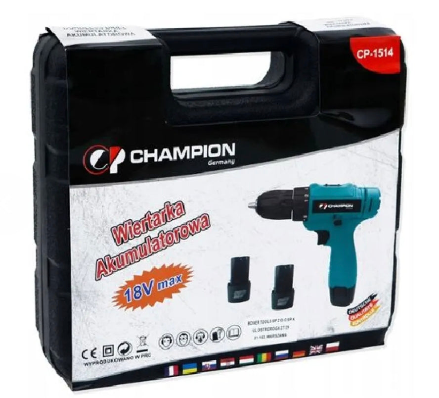 Perceuse Visseuse Sans Fil Champion CP-1514 – 18V Rechargeable avec Mallette