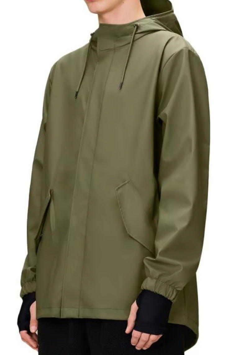 Veste RAINS Fishtail Parka Vert Sauge XS – Imperméable Unisexe Neuve