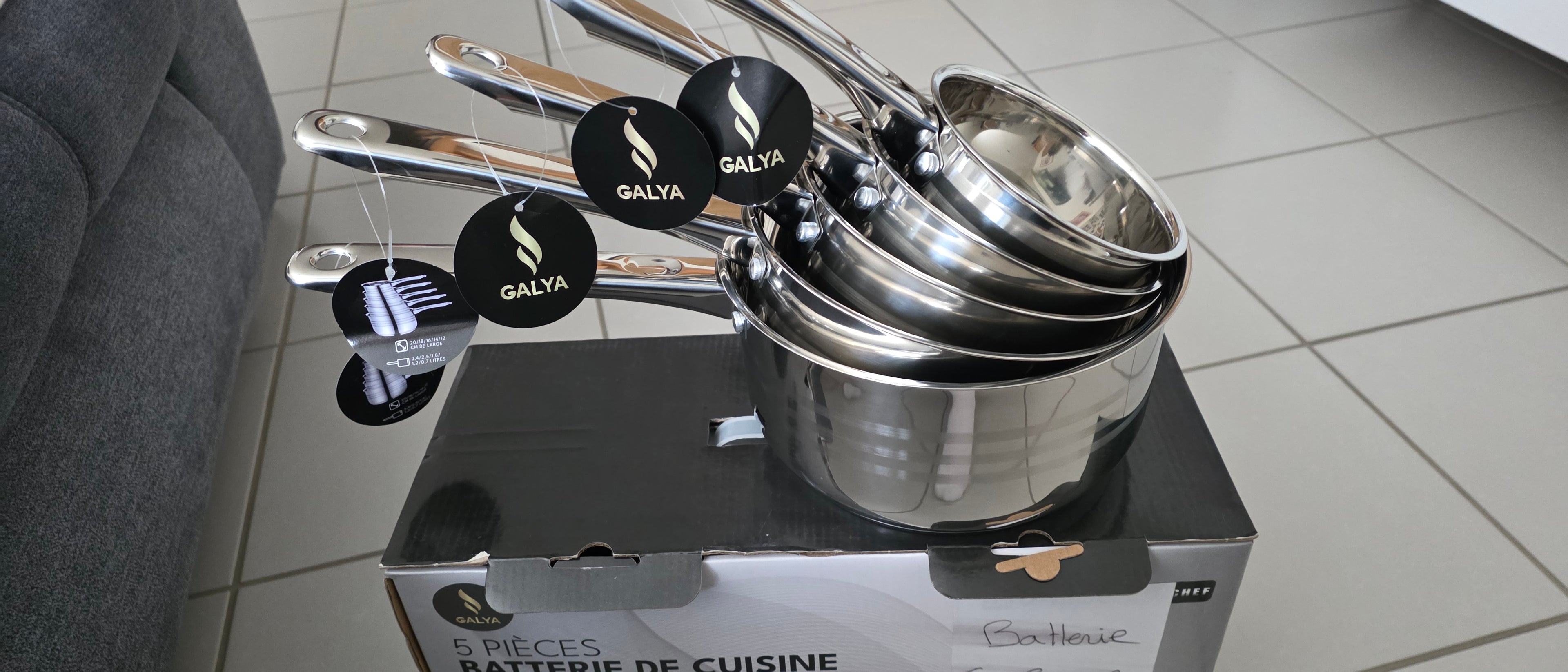 Lot 5 Casseroles Inox Professionnelles