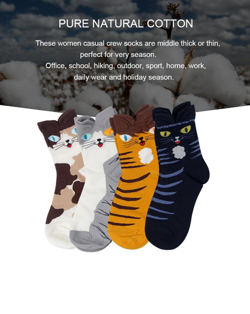 Chaussettes Fantaisie Taille Unique – Modèle Noël & Modèle Chat 🧦✨