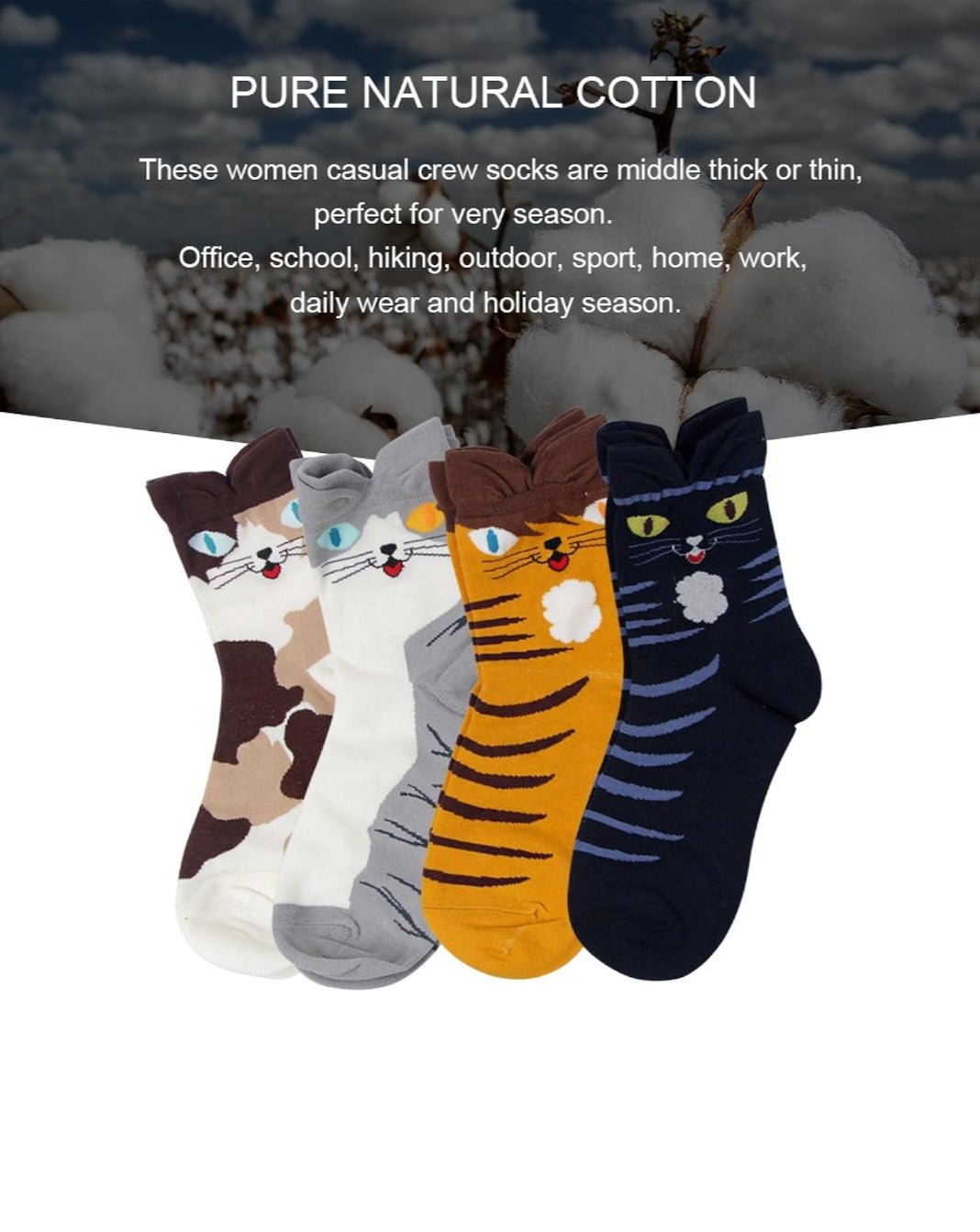 Chaussettes Fantaisie Taille Unique – Modèle Noël & Modèle Chat 🧦✨
