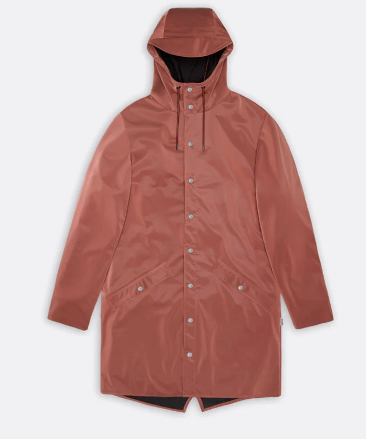Veste Imperméable Rains Long Jacket Unisexe Rose Terracotta – Coupe-Vent Minimaliste