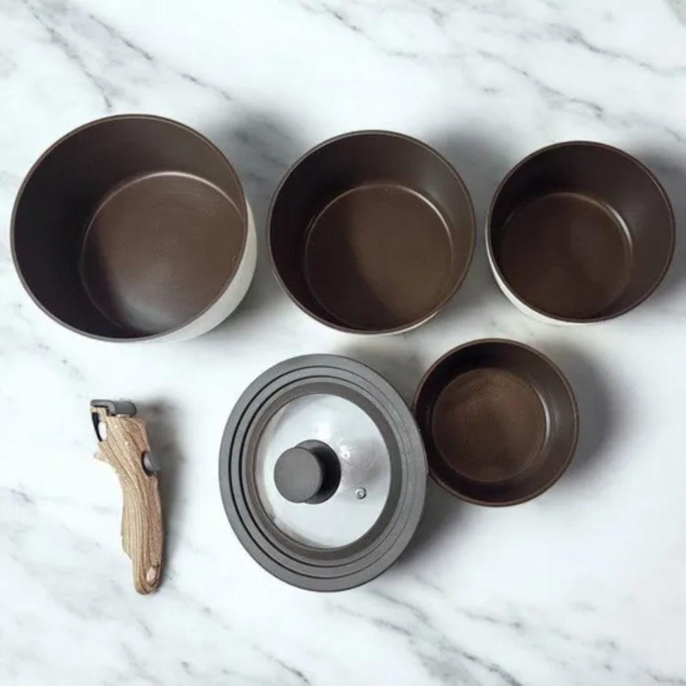 Batterie de Cuisine Royal Swiss® – 6 Pièces avec Poignée Amovible – Tous Feux dont Induction 🍳