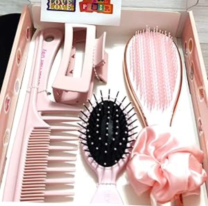 Coffret Accessoires de Coiffure Lily England – Kit Brosse et Peignes Rose Gold pour Fille & Ado